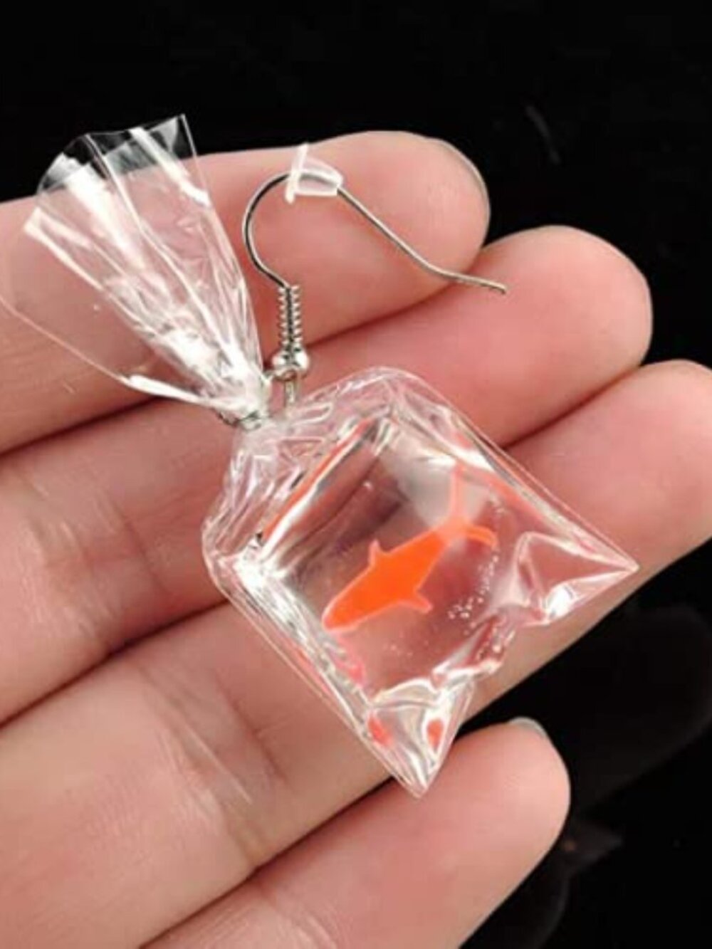 Women Funny Goldfish Water Bag Shape Dangle Hook‎ Ears Charm